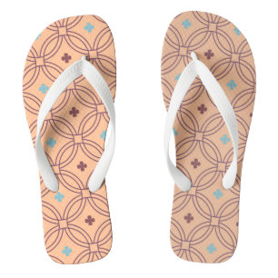 Geometrisches Muster für Retro-rosa und blaue Verr Badesandalen