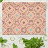 Geometrisches Muster für Retro-rosa und blaue Verr Geschirrtuch (Gefaltet)