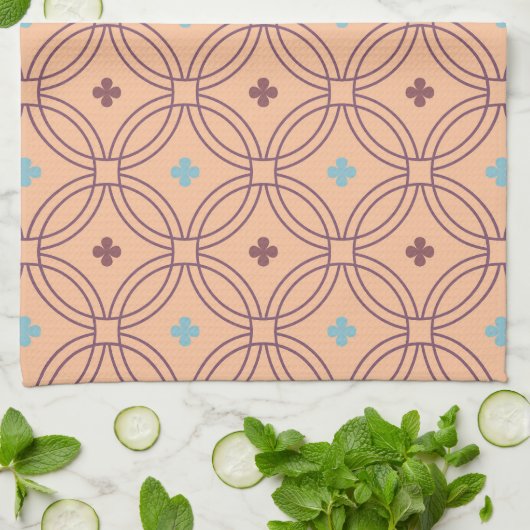 Geometrisches Muster für Retro-rosa und blaue Verr Geschirrtuch (Gefaltet)