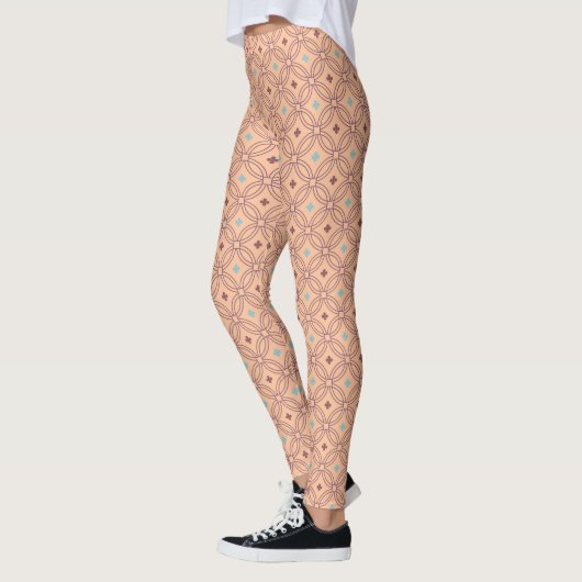 Geometrisches Muster für Retro-rosa und blaue Verr Leggings (Links)