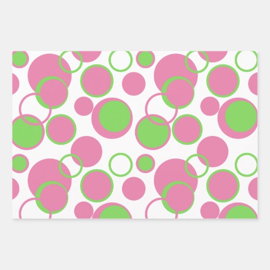 Geometrisches Muster für rosa und grüne Kreise Geschenkpapier Set (Vorderseite 3)