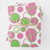 Geometrisches Muster für rosa und grüne Kreise Geschenkpapier Set (Beispiel)