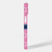 Geometrisches Muster für rosa und navy Monogram Case-Mate iPhone Hülle (Rückseite / Rechts)