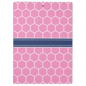 Geometrisches Muster für rosa und navy Monogram Klemmbrett (Rückseite)
