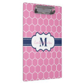 Geometrisches Muster für rosa und navy Monogram Klemmbrett (Rechts)