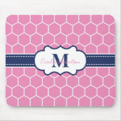 Geometrisches Muster für rosa und navy Monogram Mousepad (Vorne)