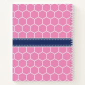 Geometrisches Muster für rosa und navy Monogram Notizblock (Rückseite)