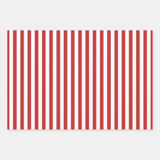 Geometrisches Muster für rote weiße Streifen Geschenkpapier Set (Vorderseite)