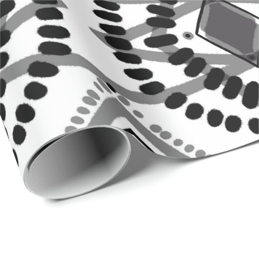 Geometrisches Muster für Schwarz und Weiß Geschenkpapier (Rolleneckpunkt)