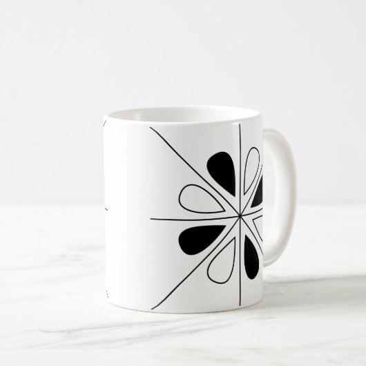 Geometrisches Muster für Schwarz und Weiß Kaffeetasse (VorderseiteRechts)