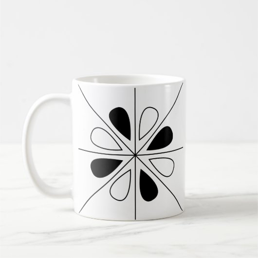 Geometrisches Muster für Schwarz und Weiß Kaffeetasse (Links)