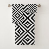 Geometrisches Muster für Schwarz-Weiß-Streifen Badhandtuch Set (Insitu)