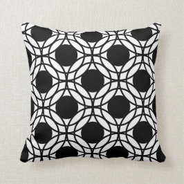 Geometrisches Muster für schwarze und weiße Kreise Kissen