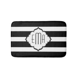 Geometrisches Muster für Schwarzweiß-Streifen Badematte