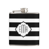 Geometrisches Muster für Schwarzweiß-Streifen Flachmann (Vorderseite)