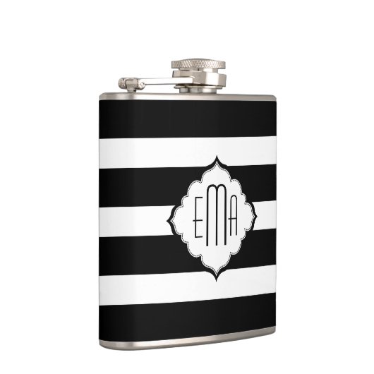 Geometrisches Muster für Schwarzweiß-Streifen Flachmann (Rechts)