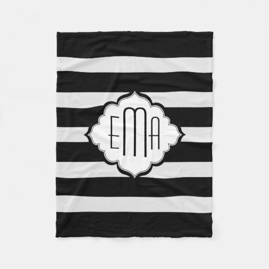 Geometrisches Muster für Schwarzweiß-Streifen Fleecedecke (Vorderseite)