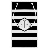 Geometrisches Muster für Schwarzweiß-Streifen Kleine Geschenktüte (Rückseite)