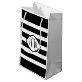 Geometrisches Muster für Schwarzweiß-Streifen Kleine Geschenktüte (Rückseite Schrägansicht)