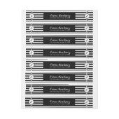 Geometrisches Muster für Schwarzweiß-Streifen Rundum-Adressaufkleber (Bogen)