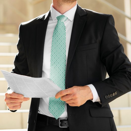 Geometrisches Muster für Smaragd und White Diamond Krawatte