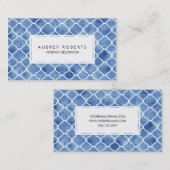 Geometrisches Muster für Wasserfarben, blau und we Visitenkarte (Vorne/Hinten)