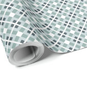 Geometrisches Muster für weiches Grün und Schiefer Geschenkpapier (Rolleneckpunkt)