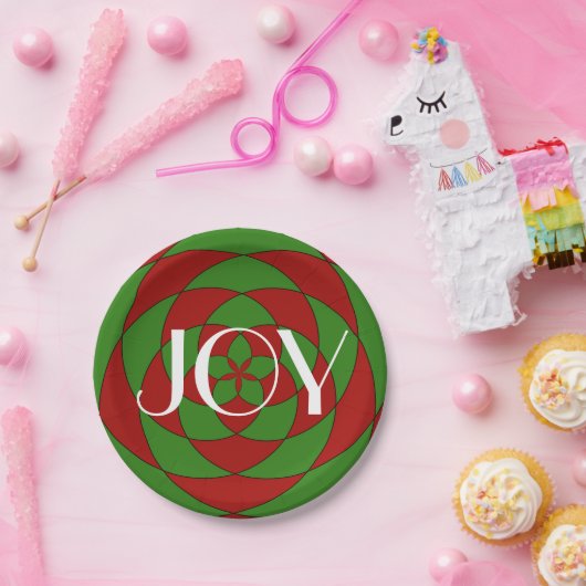 Geometrisches Muster für Weihnachts-Joy Holiday Pappteller (Party)