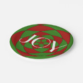 Geometrisches Muster für Weihnachts-Joy Holiday Pappteller (Schrägansicht)