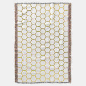 Geometrisches Muster für Weiß und Gold Hexagon Decke (Vorderseite Vertikal)