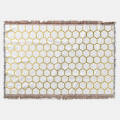 Geometrisches Muster für Weiß und Gold Hexagon Decke (Vorderseite)