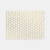 Geometrisches Muster für Weiß und Gold Hexagon Fleecedecke (Vorderseite (Horizontal))
