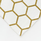 Geometrisches Muster für Weiß und Gold Hexagon Fleecedecke (Ecke)