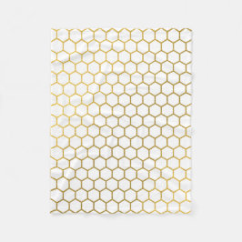 Geometrisches Muster für Weiß und Gold Hexagon Fleecedecke