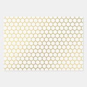 Geometrisches Muster für Weiß und Gold Hexagon Geschenkpapier Set (Vorderseite 2)