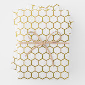 Geometrisches Muster für Weiß und Gold Hexagon Geschenkpapier Set (Beispiel)