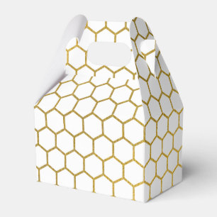 Geometrisches Muster für Weiß und Gold Hexagon Geschenkschachtel