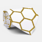 Geometrisches Muster für Weiß und Gold Hexagon Krawatte (Gerollt)