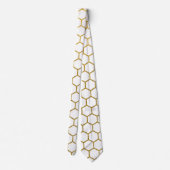 Geometrisches Muster für Weiß und Gold Hexagon Krawatte (Rückseite)