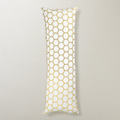 Geometrisches Muster für Weiß und Gold Hexagon Seitenschläferkissen (Rückseite (Vertikal))