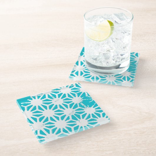 geometrisches Muster Glasuntersetzer (Schrägansicht)