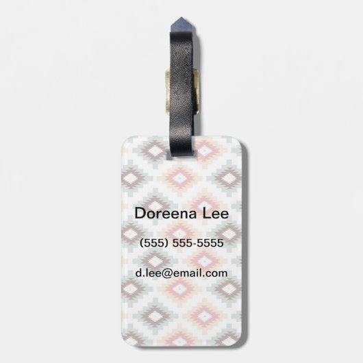 Geometrisches Muster im aztec-Stil Gepäckanhänger (Rückseite vertikal)