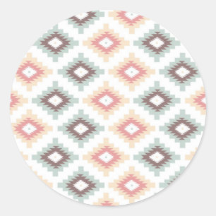Geometrisches Muster im Aztekenstil Runder Aufkleber