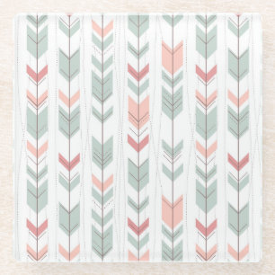 Geometrisches Muster im Retro-Stil Glasuntersetzer