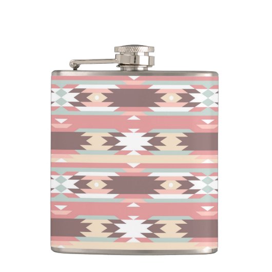 Geometrisches Muster in aztekischer Art 2 Flachmann (Vorderseite)