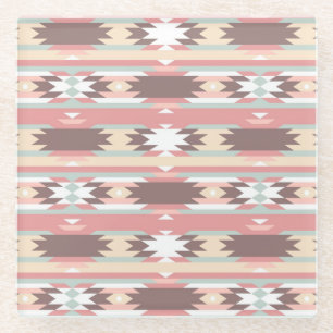 Geometrisches Muster in aztekischer Art 2 Glasuntersetzer