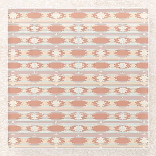 Geometrisches Muster in aztekischer Art 3 Glasuntersetzer (Vorderseite)