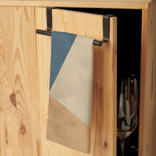 Geometrisches Muster in Blau-, Beige- und Rosttöne Geschirrtuch