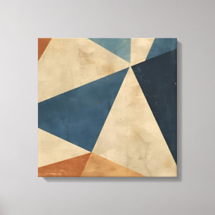 Geometrisches Muster in Blau-, Beige- und Rosttöne Leinwanddruck