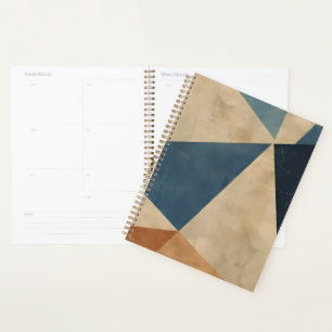 Geometrisches Muster in Blau-, Beige- und Rosttöne Planer